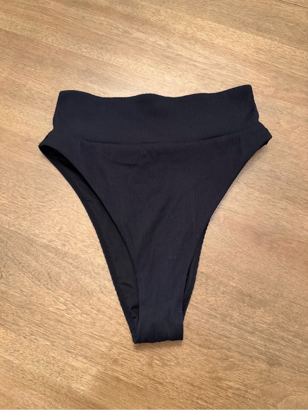 aerie Black High-Waist Ribbed Bikini Bottom